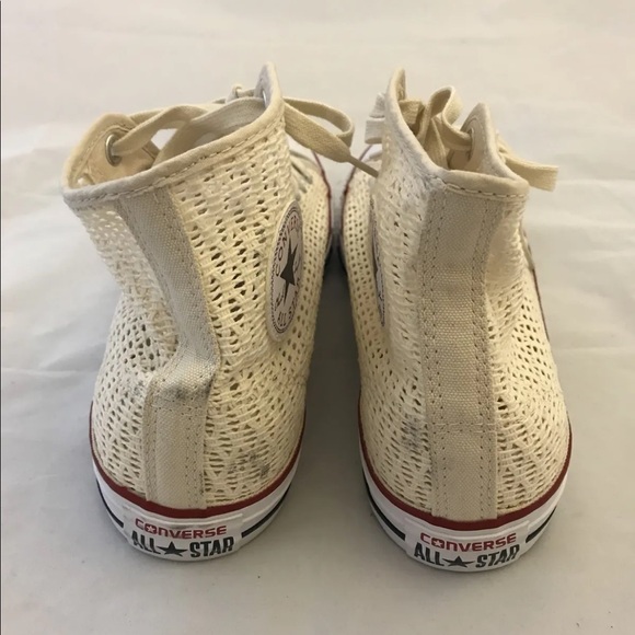 New Converse Chuck Taylor Mesh Crochet Cream Women Hi Top Shoes Hi Cut Sz 10.5 - Picture 3 of 11